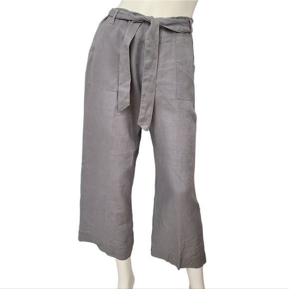 Capacity Pants - St. Tropez Gray Wide Leg Linen Capri Pants size 10